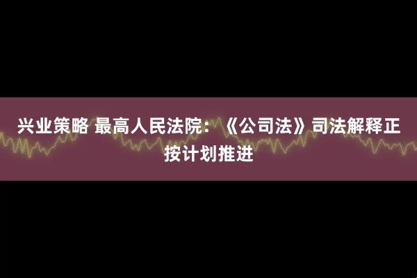 兴业策略 最高人民法院：《公司法》司法解释正按计划推进